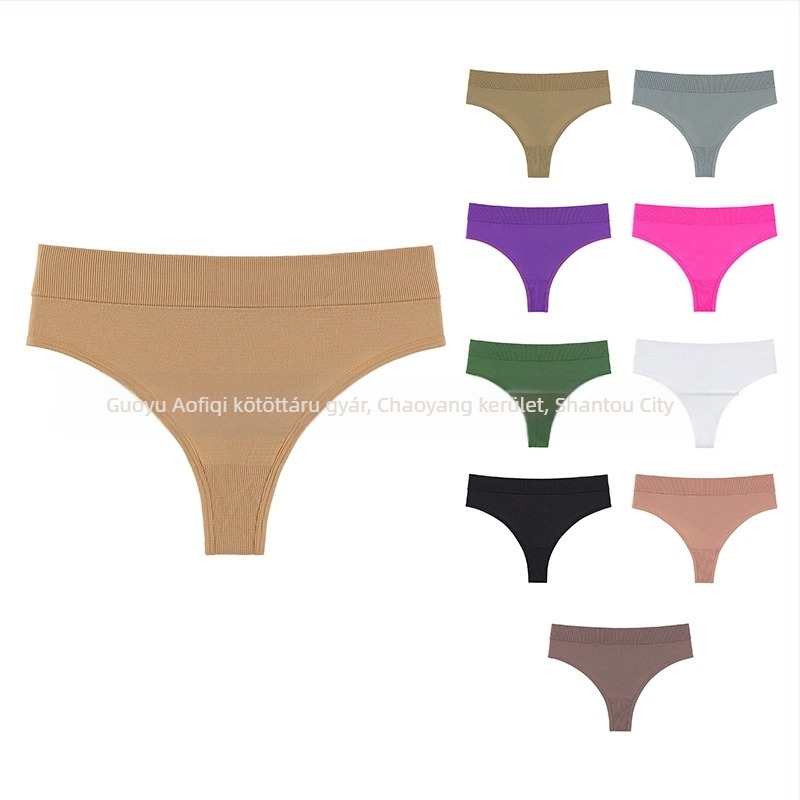 Női T-tanga középmagas derekú, nylon kötött anyag, légáteresztő, pamut alsó rész