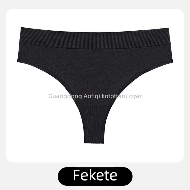 Női T-tanga középmagas derekú, nylon kötött anyag, légáteresztő, pamut alsó rész