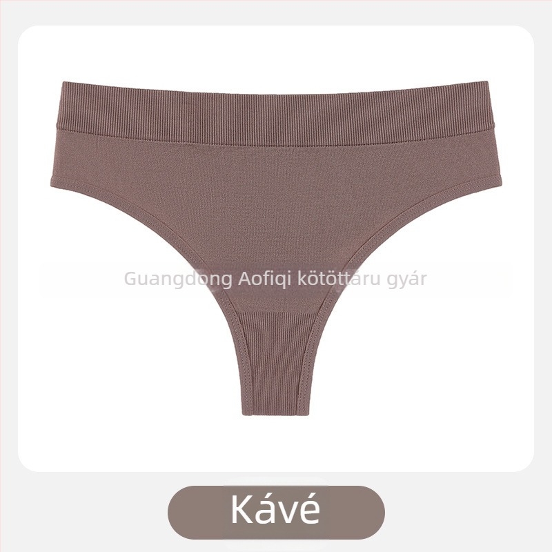 Női T-tanga középmagas derekú, nylon kötött anyag, légáteresztő, pamut alsó rész