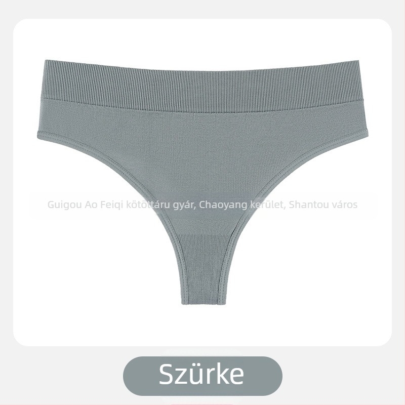 Női T-tanga középmagas derekú, nylon kötött anyag, légáteresztő, pamut alsó rész