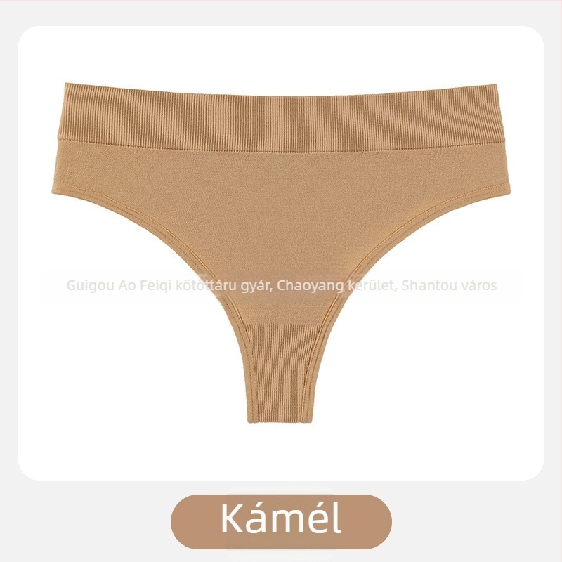 Női T-tanga középmagas derekú, nylon kötött anyag, légáteresztő, pamut alsó rész