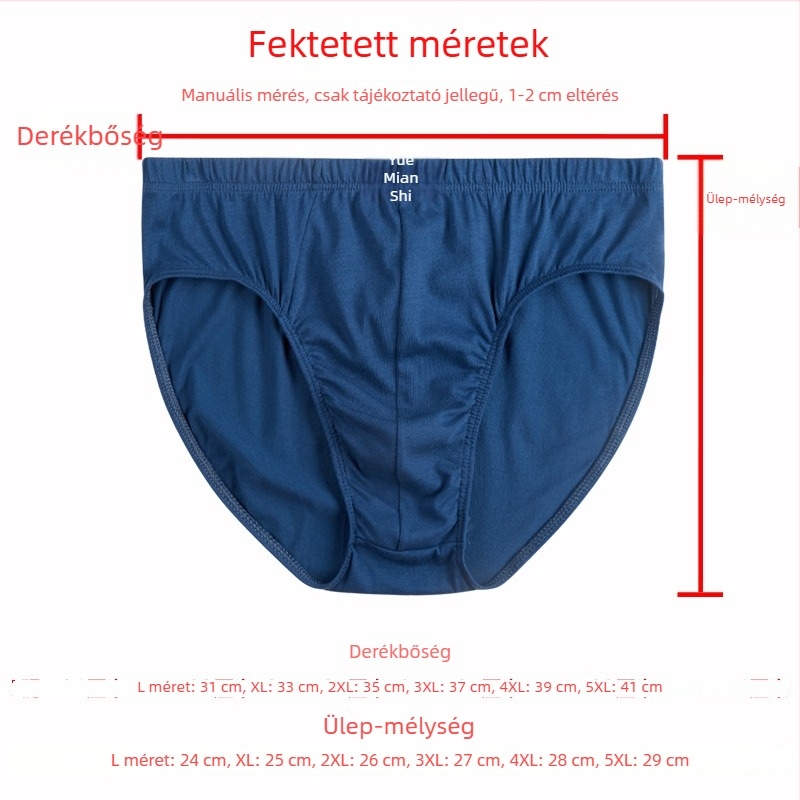 Férfi pamut alsónemű, középmagas derekú, laza szabású, plusz méret