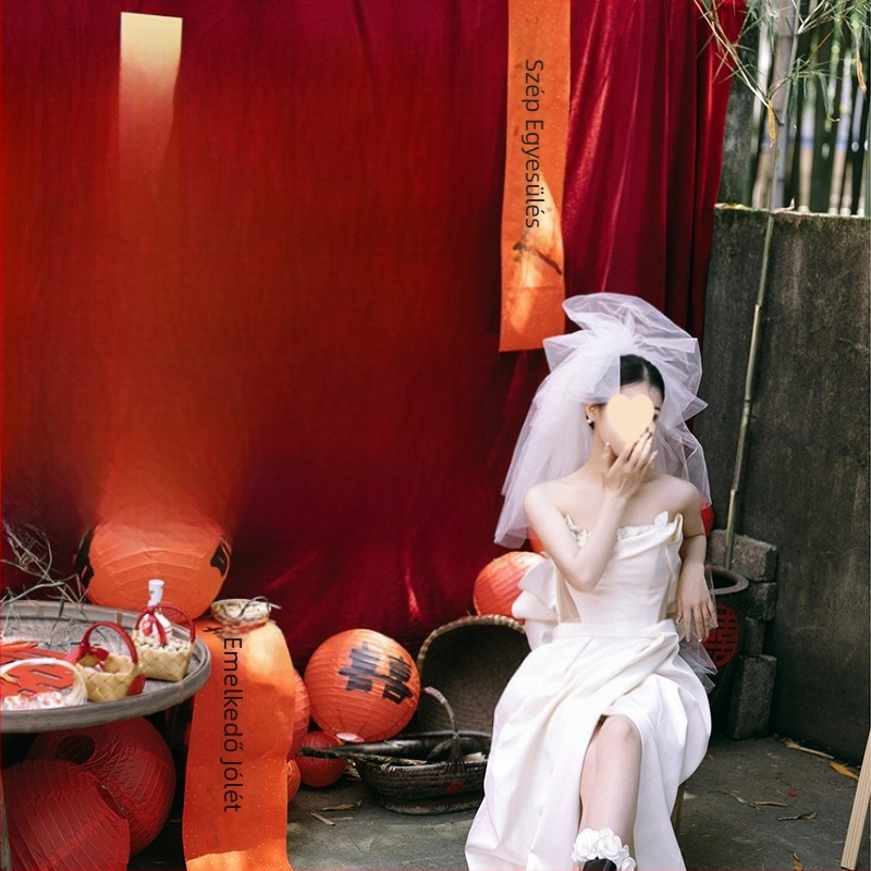 Esküvői fotóháttér textilből jókívánság motívumokkal, fotóháttér, logó nyomtatás