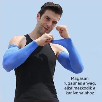 Férfiaknak szánt hűsítő Ice Silk ujjvédő, UV-védelem, nyár, vékony, egyszínű, laza szabás, hosszított karhossz