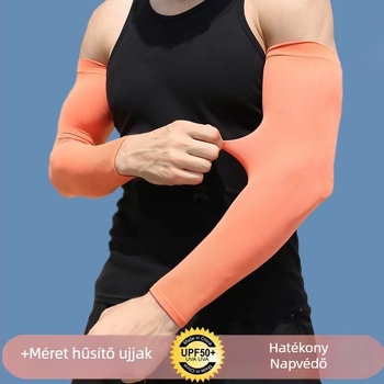 Férfiaknak szánt hűsítő Ice Silk ujjvédő, UV-védelem, nyár, vékony, egyszínű, laza szabás, hosszított karhossz