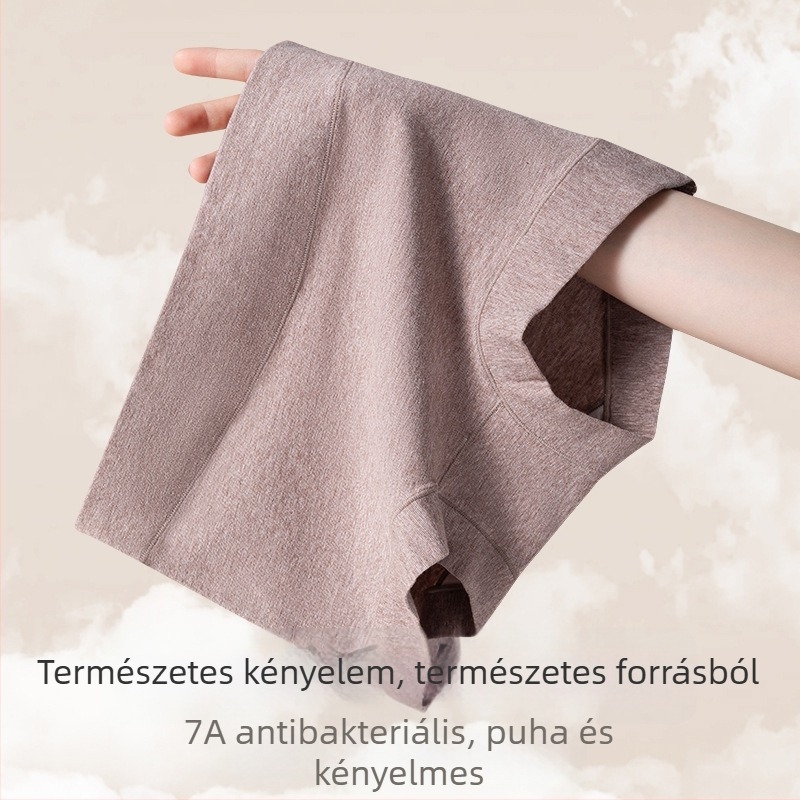 A osztályú tiszta pamut női magas derekú boxer brief, teljes fedés, nagy méret, 60s pamut, bőrbarát, antibakteriális 7A