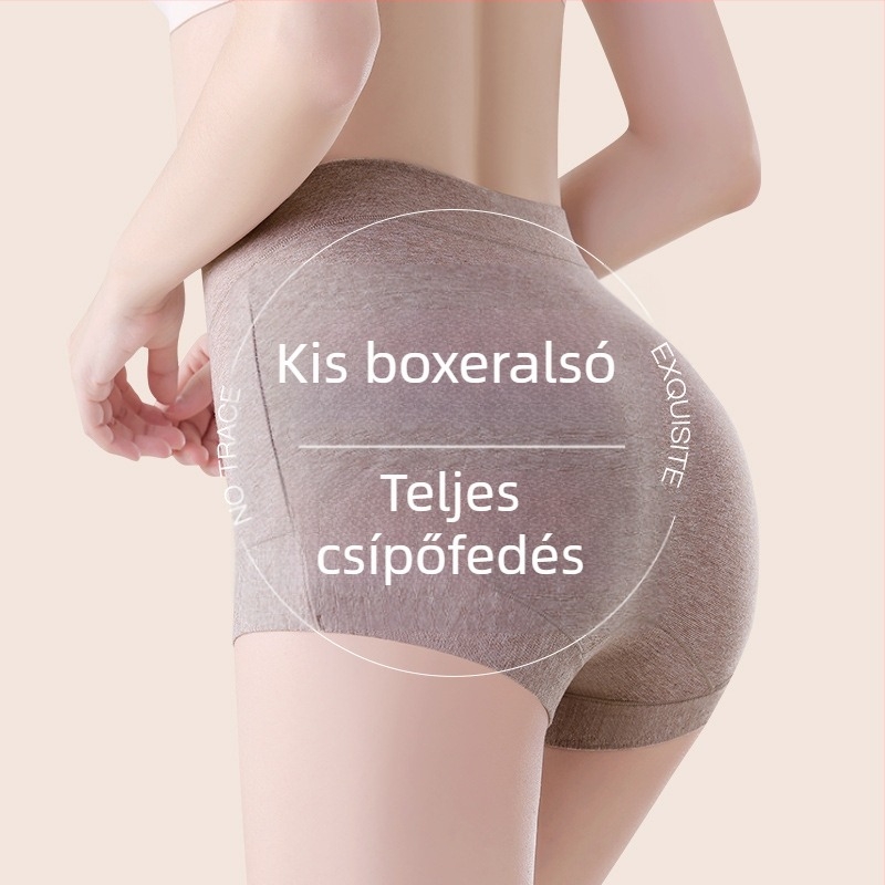A osztályú tiszta pamut női magas derekú boxer brief, teljes fedés, nagy méret, 60s pamut, bőrbarát, antibakteriális 7A