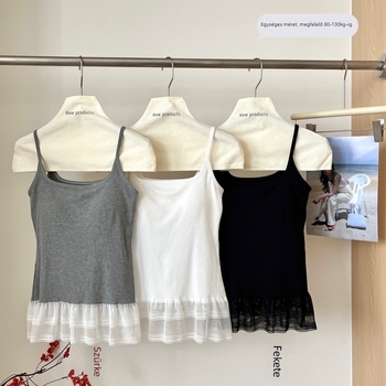 Nylon csipkés camisole, kerek nyakú, minden évszakra, közepes súlyú 181–200 g/m²