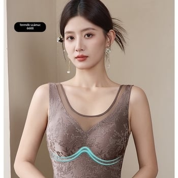 Termális csipkés jacquard felső, 3D virágos mintával, varrás nélküli, kapucnis kialakítás, nylon-spandex keverék