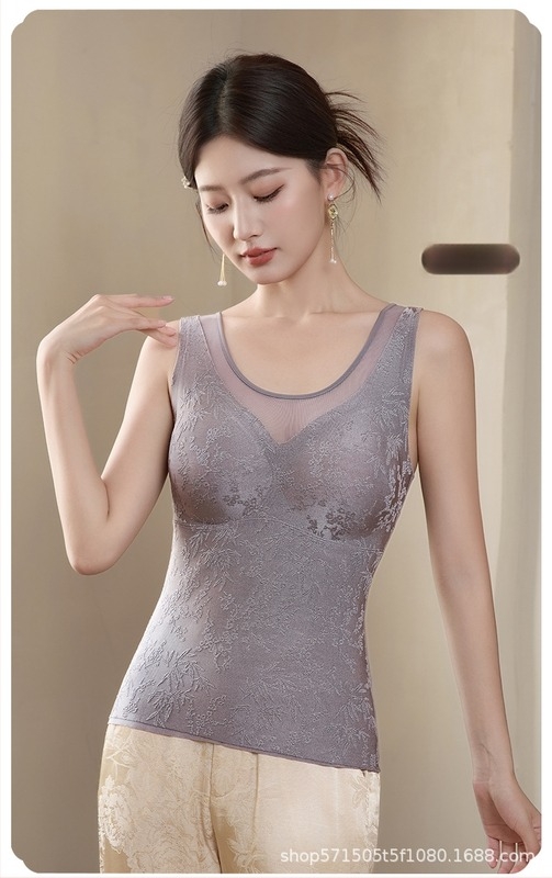 Termális csipkés jacquard felső, 3D virágos mintával, varrás nélküli, kapucnis kialakítás, nylon-spandex keverék
