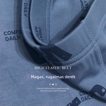 Férfi modal-pamut boxer alsó, lélegző, puha és kényelmes, középmagasságú derék, szöveges nyomtatás