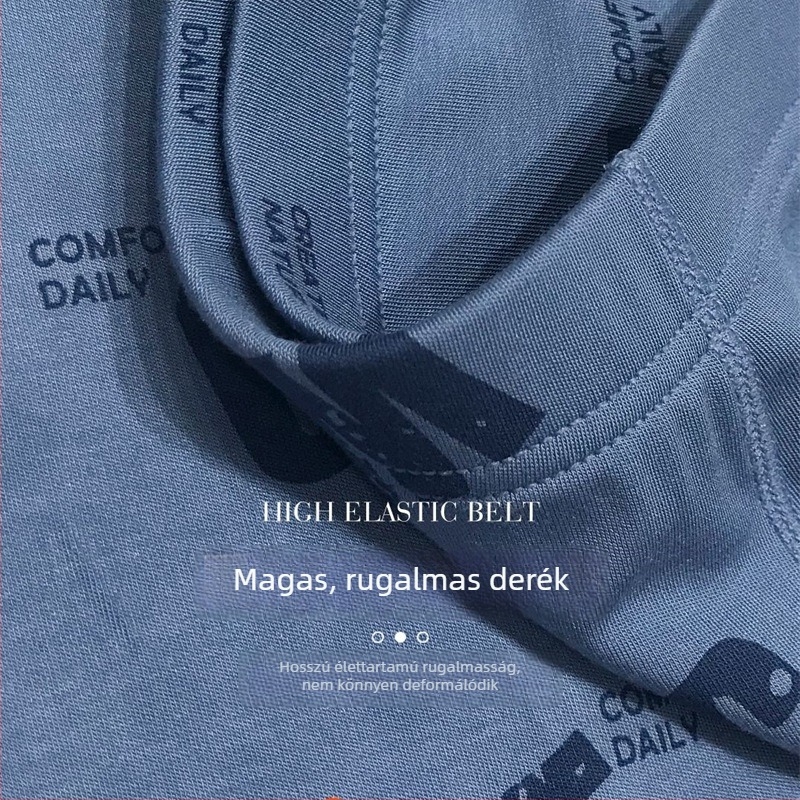 Férfi modal-pamut boxer alsó, lélegző, puha és kényelmes, középmagasságú derék, szöveges nyomtatás
