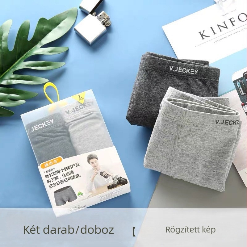 Férfi pamut középmagaságú, légáteresztő egyszínű boxer, szürke, 2 darab (9786)