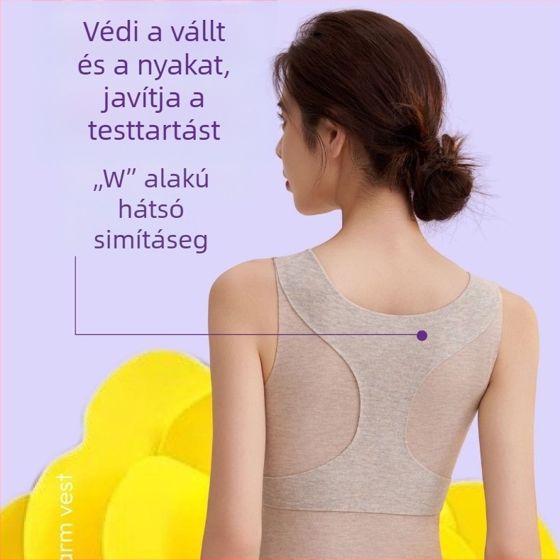 I-alakú mellény melltartóval, varrat nélküli, V-nyakú, akril rost (Anyag: akril rost; Sűrűség: közepes 181-200 g/m²)