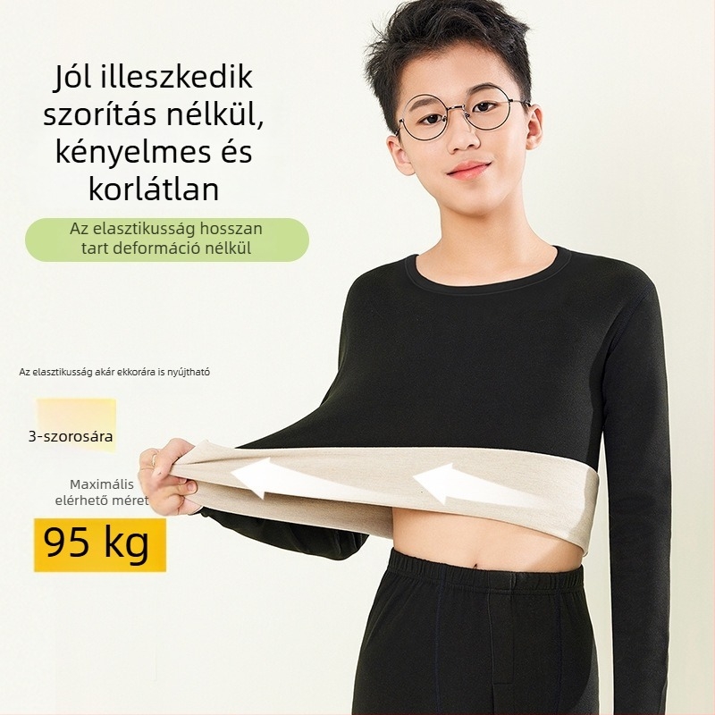 De Rong fiú tiniknek termális alsó-felső szett gyapjú-selyem keverékből, őszi-téli időszakra, hosszú ujjú felső és hosszú nadrág