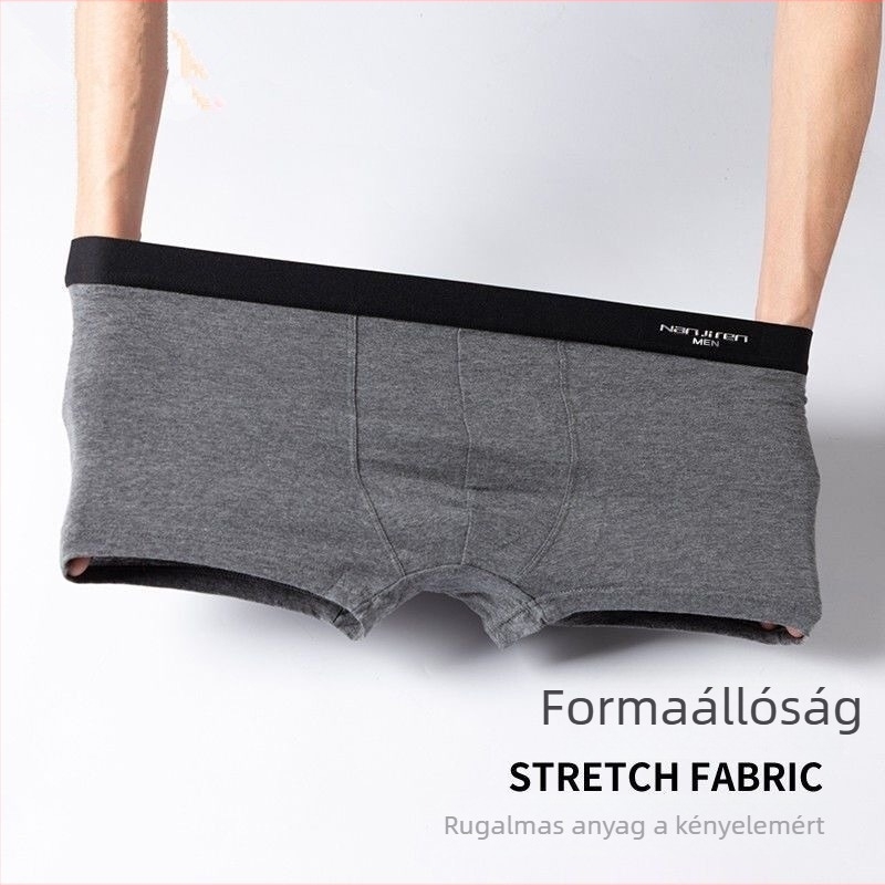 Férfi pamut boxeralsó, 4 darabos készlet, antibakteriális ágyék rész, légáteresztő