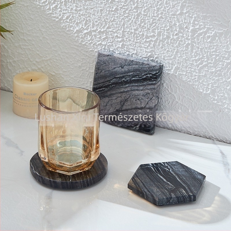 Márvány poháralátét, négyzet alakú, modern minimalista stílus, Rising sun