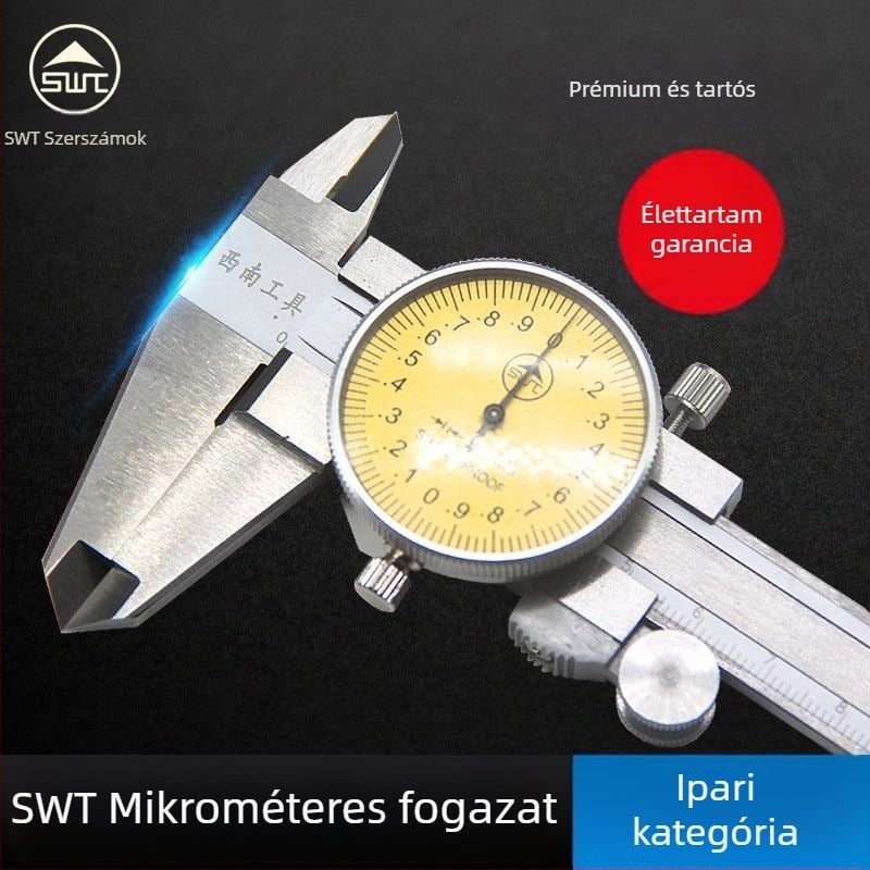Ipari minőségű Vernier tolómérő rozsdamentes acélból, több tartományú mérés 0–150–200–300 mm