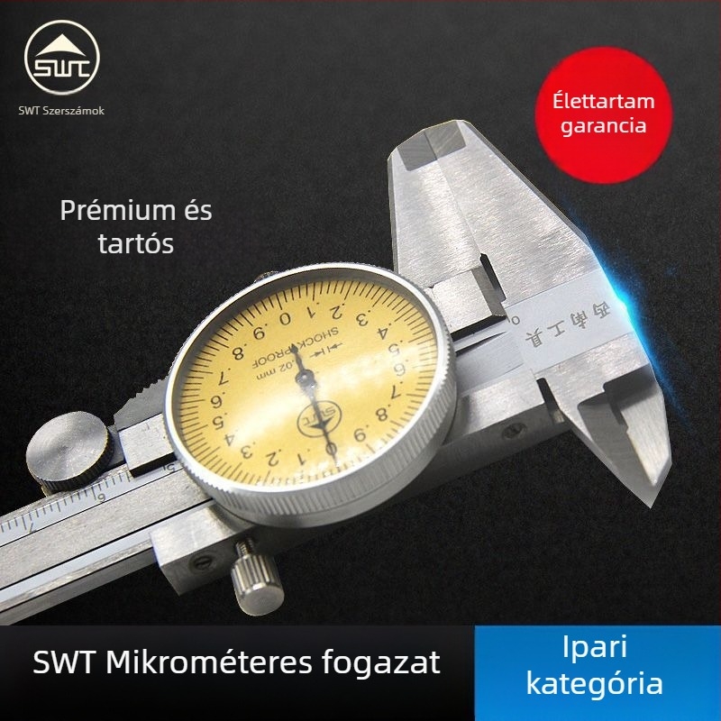 Ipari minőségű Vernier tolómérő rozsdamentes acélból, több tartományú mérés 0–150–200–300 mm