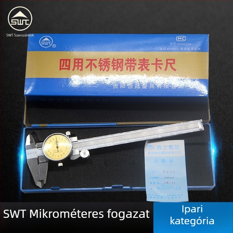 Ipari minőségű Vernier tolómérő rozsdamentes acélból, több tartományú mérés 0–150–200–300 mm