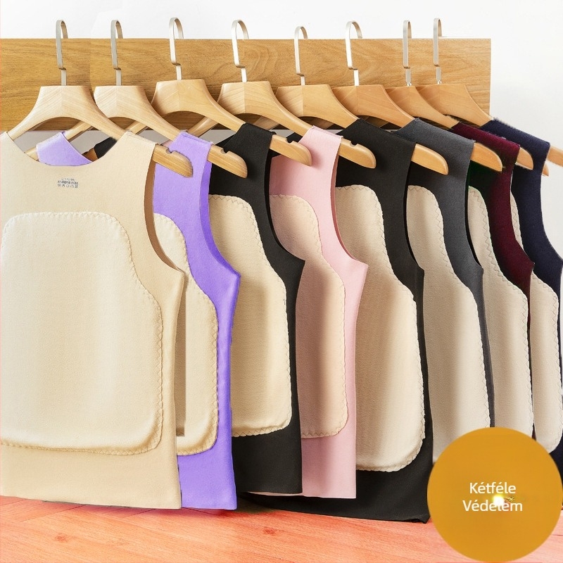 Uniszex varrás nélküli termosz mellény fleece-béléssel, dupla réteg, V-nyakú, anyag 201–250 g/m2, poliészter.