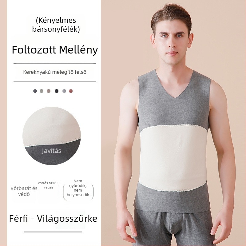 Uniszex varrás nélküli termosz mellény fleece-béléssel, dupla réteg, V-nyakú, anyag 201–250 g/m2, poliészter.