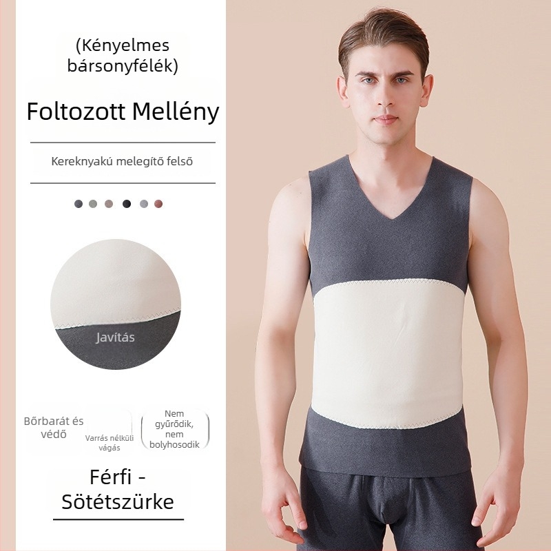 Uniszex varrás nélküli termosz mellény fleece-béléssel, dupla réteg, V-nyakú, anyag 201–250 g/m2, poliészter.