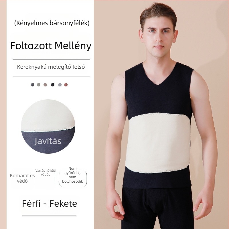 Uniszex varrás nélküli termosz mellény fleece-béléssel, dupla réteg, V-nyakú, anyag 201–250 g/m2, poliészter.