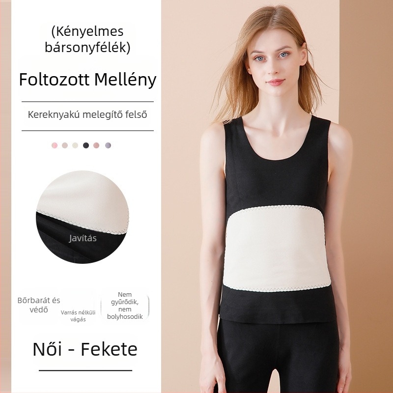 Uniszex varrás nélküli termosz mellény fleece-béléssel, dupla réteg, V-nyakú, anyag 201–250 g/m2, poliészter.