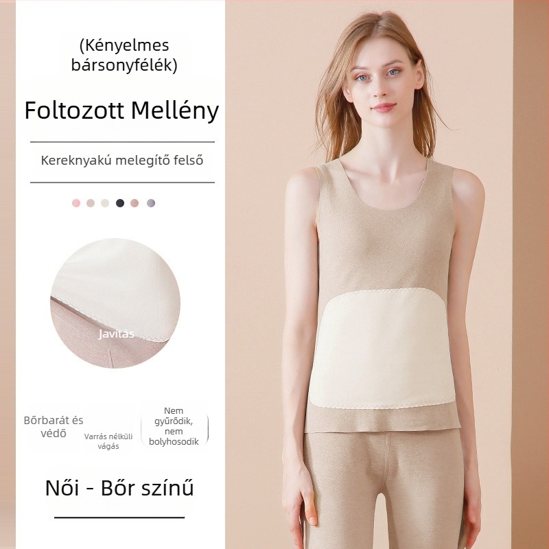Uniszex varrás nélküli termosz mellény fleece-béléssel, dupla réteg, V-nyakú, anyag 201–250 g/m2, poliészter.