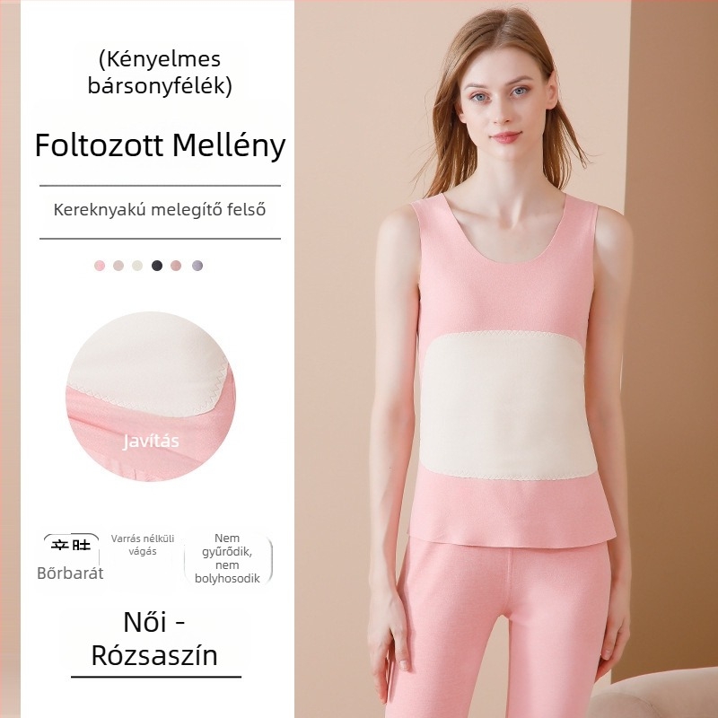 Uniszex varrás nélküli termosz mellény fleece-béléssel, dupla réteg, V-nyakú, anyag 201–250 g/m2, poliészter.
