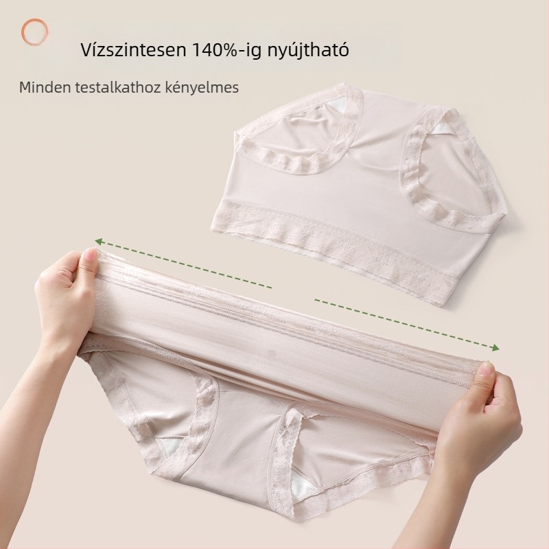 Női modal csipkés alsónemű, középmagas derekú, lélegző, antibakteriális, hosszított ágyékkal, nagy méret, 80-count