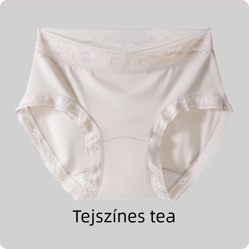 Női modal csipkés alsónemű, középmagas derekú, lélegző, antibakteriális, hosszított ágyékkal, nagy méret, 80-count