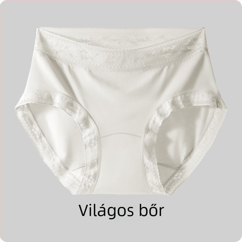 Női modal csipkés alsónemű, középmagas derekú, lélegző, antibakteriális, hosszított ágyékkal, nagy méret, 80-count