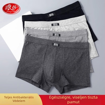 Langsha férfi boxeralsó 95–100% pamutból, lélegző és antibakteriális, középmagas derekú, kötött