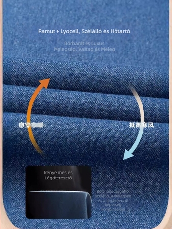 Őszi–téli bélelt denim ing, pamutból, hétköznapi viselet, vastag, hosszú ujjú, meleg