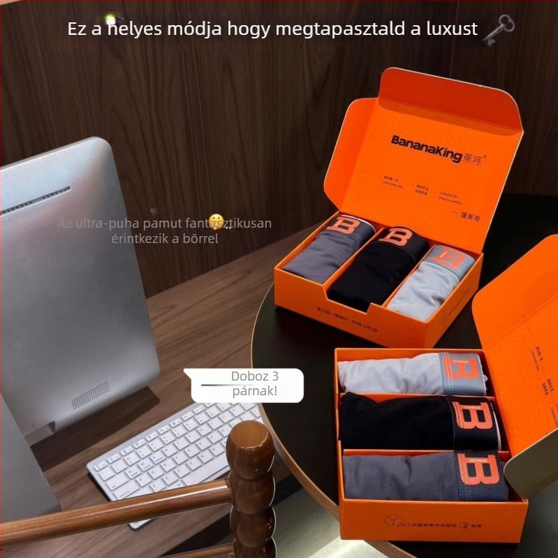 Férfi modal boxeralsó, lélegző és antibakteriális anyaggal, fenékemelő funkcióval, középmagas derékkal