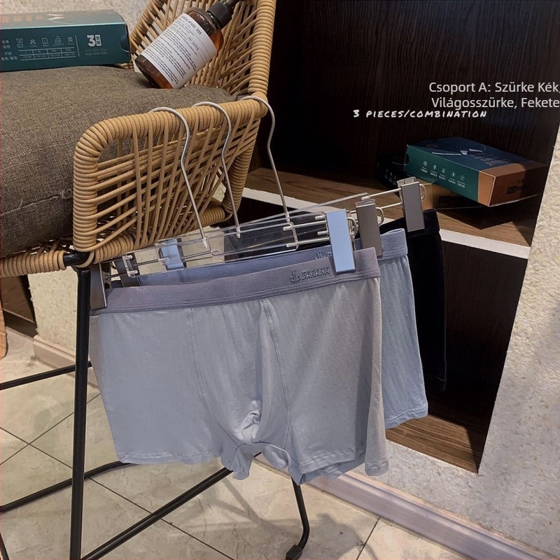 Férfi boxer brief modál-pamut keverék, légáteresztő, antibakteriális, U-alakú zsebbel, középmagas derék