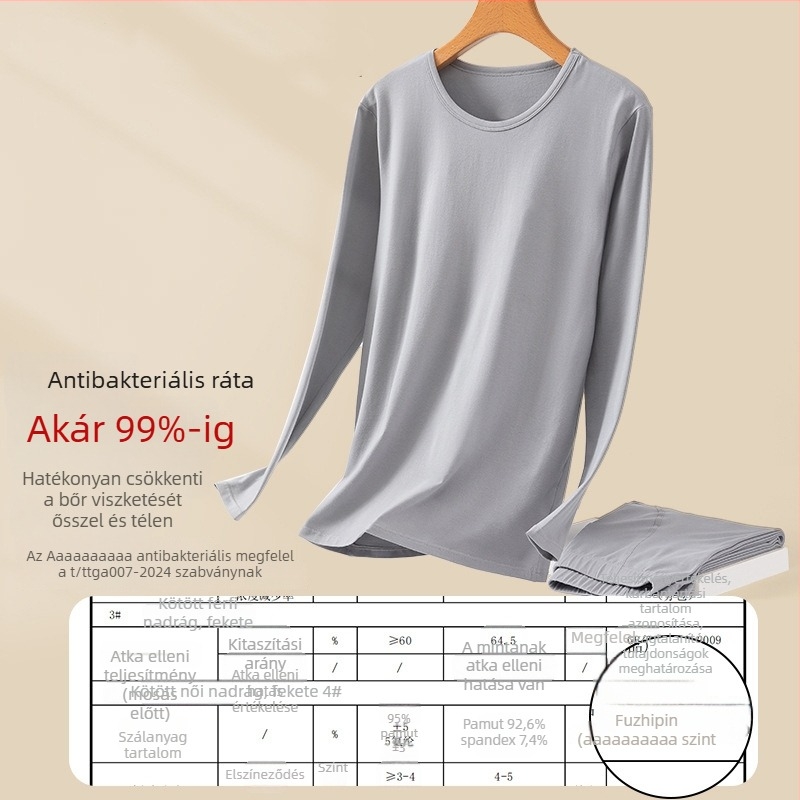 Férfiaknak 100% pamutból készült termikus szett — hosszú ujjú felső és hosszú nadrág, meleg alréteg