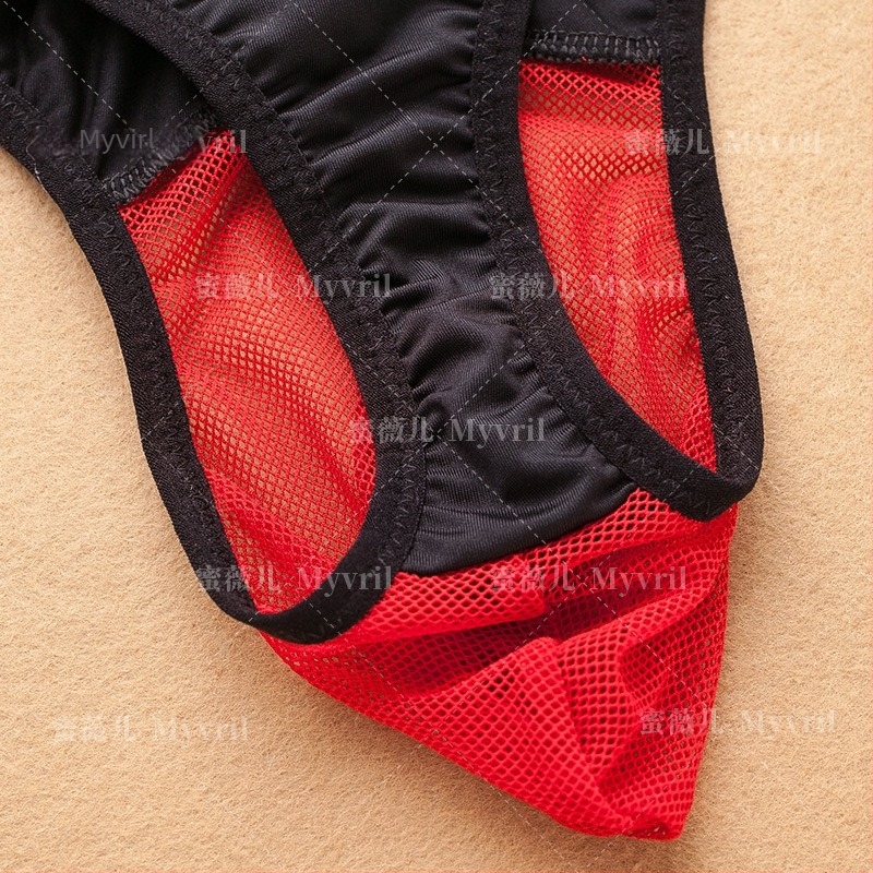 Férfi hálószövetes tanga, átlátszó, alacsony derék, 80% nylon, 20% pamut