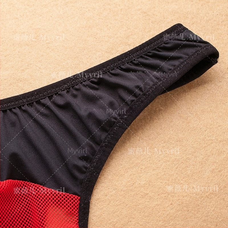 Férfi hálószövetes tanga, átlátszó, alacsony derék, 80% nylon, 20% pamut