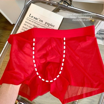 Férfi boxerek, jégselyem szövésű, nylon anyagból, középső derekú, lélegző és nyom nélküli
