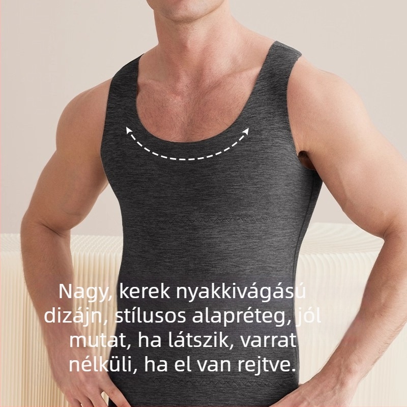 Férfi termálmellény fleece-beléssel, kettős rétegű, poliészter anyagból, téli alapréteg