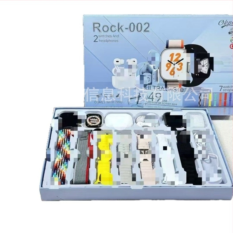 R0CK001-004 okosórás készlet ULTRA3 és S10 kettős fejhallgatókkal, AMOLED kijelző, alumíniumötvözet tokozás, pulzusmonitorozás, vezeték nélküli töltés