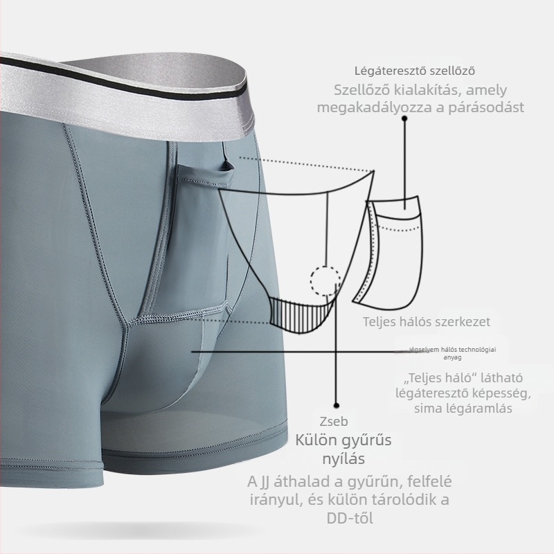 Férfi Ice Silk bokser alsó, gyors száradású, lélegző, középmagas derekú, egyszínű