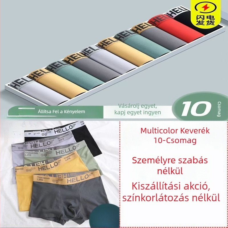 10 darab férfi lélegző boxeralsónadrág középmagas derekú, gyorsan száradó tinédzsereknek