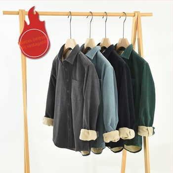 Pamut anyagú ing-kabát, hosszú ujjú, laza szabás, zseb részlet, japán retro cardigan stílusú