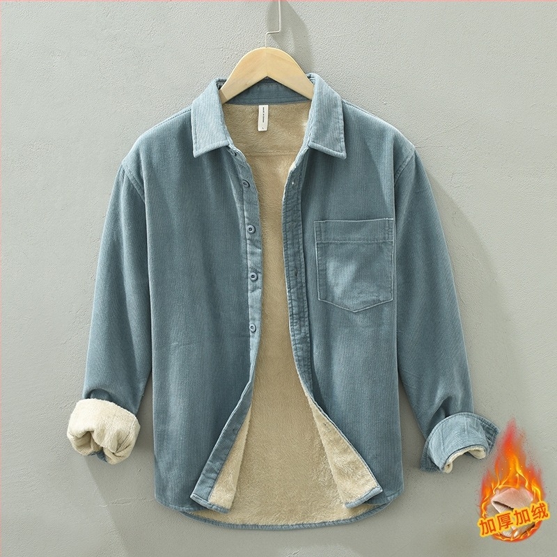 Pamut anyagú ing-kabát, hosszú ujjú, laza szabás, zseb részlet, japán retro cardigan stílusú