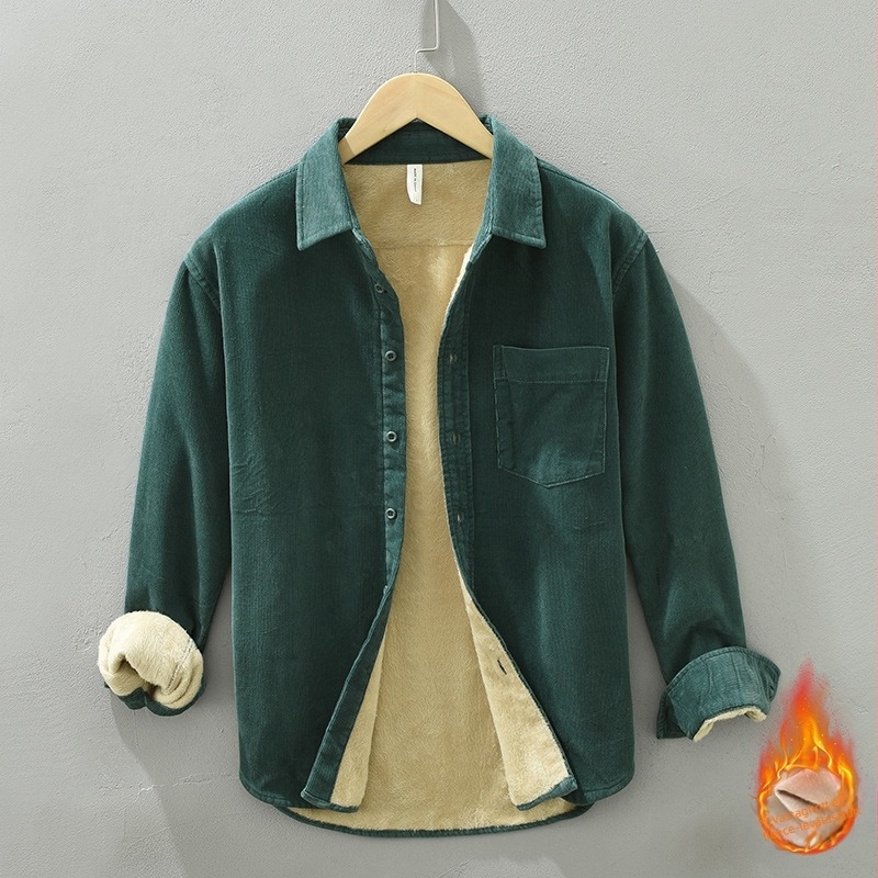 Pamut anyagú ing-kabát, hosszú ujjú, laza szabás, zseb részlet, japán retro cardigan stílusú