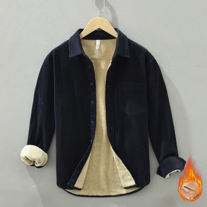 Pamut anyagú ing-kabát, hosszú ujjú, laza szabás, zseb részlet, japán retro cardigan stílusú